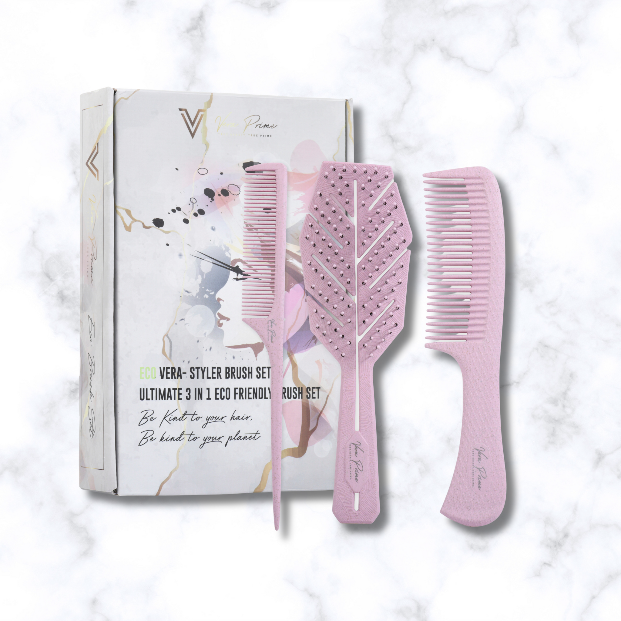 Hair Detangling Brush, Comb & Wet Brush- 3 Piece Set| Vera Prime