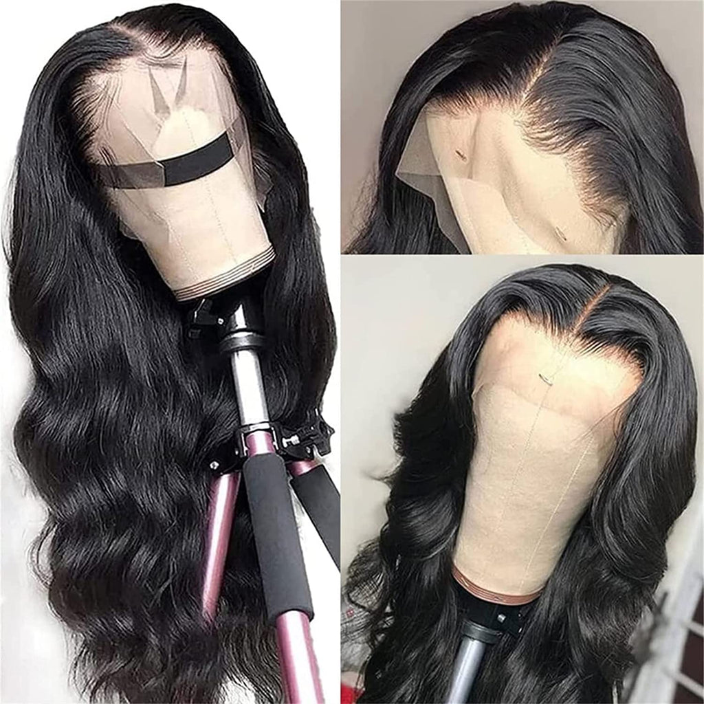 26 Inch Body Wave Lace Front Wigs Human Hair Pre Plucked 180% Density 13X4 HD Lace Front Wigs for Women Glueless Wigs Black Unprocessed Brazilian Virgin Human Hair with Baby Hair Bleached Knots