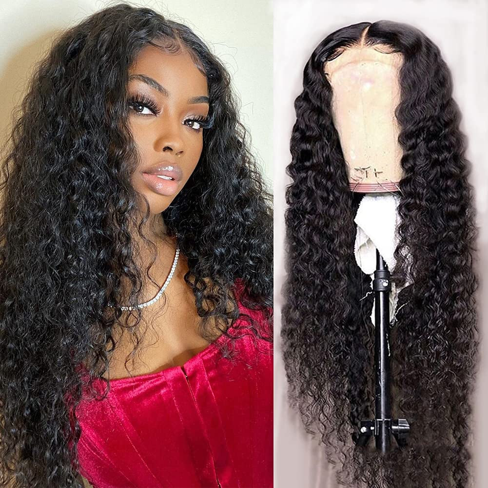  Headband Wigs Human Hair Deep Wave No Lace Front Wigs for  Black Women Unprocessed Virgin Hair Wet Curly Wigs Machine Made Glueless  Headband Wig Easy to Wear Wigs 12 inch (