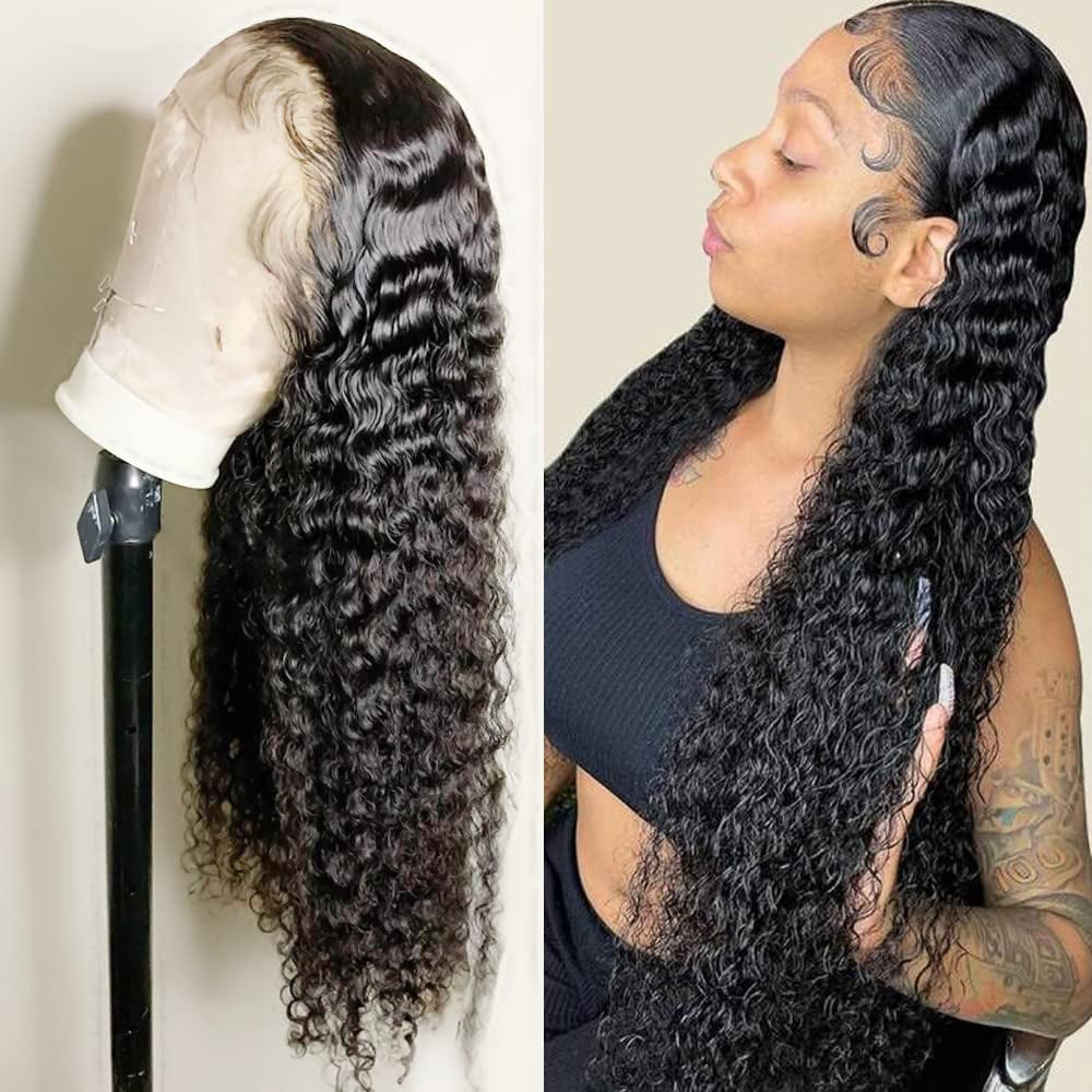 Glueless Lace Front Wig Brazilian Virgin Human Hair 24Inch 4x4 Closure Amazon.com : 4x4 Lace Front Wigs Human Hair Pre Plucked with  main image 3