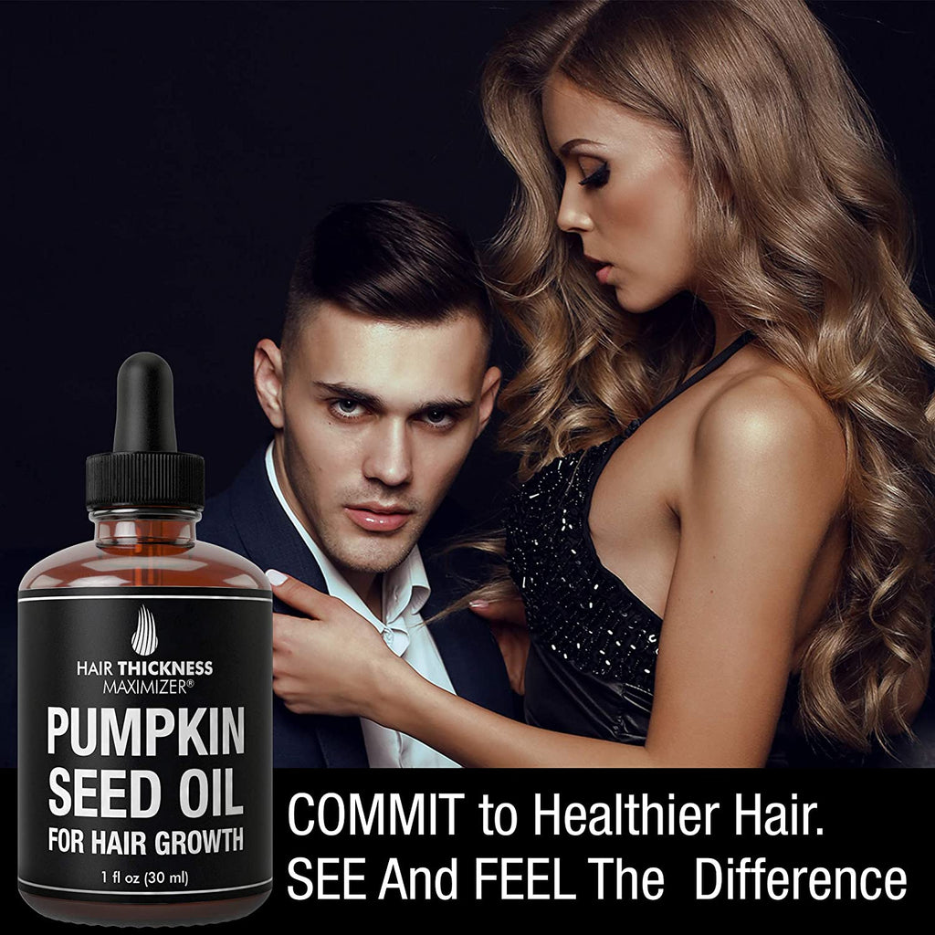 Organic Pumpkin Seed Oil For Hair Growth,Salon- Hair Thickness Maximizer. Pure, Cold Pressed, Vegan Pumpkin Seeds Extract to Stop Hair Loss For Men & Women. Hair Treatment Serum. Replenish Ha