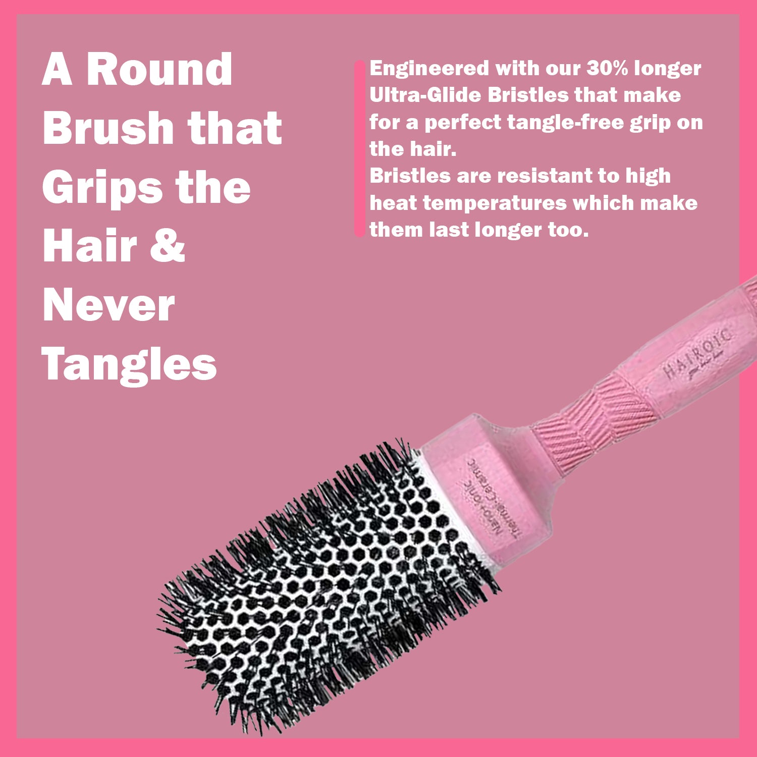 Brilliance New York HAIROIC Blowout Round Barrel Hair Brushes Gift Set For All Hair Types(3 Brushes,Pink) - Brilliance New York Online