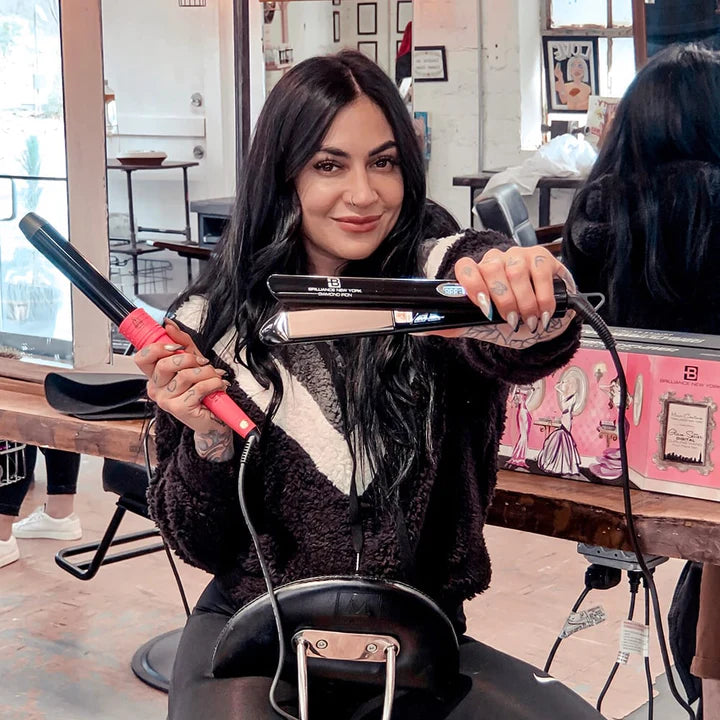 Advanced Pro 1" Diamond Titanium Flat Iron - Salon Model Brilliance NYC offers Salon Quality Titanium or Ceramic flat irons, Curling Irons, Blow Dryers,Hair Brushes & Hair Care For Your Hair Type. Free 2 day Shipping..