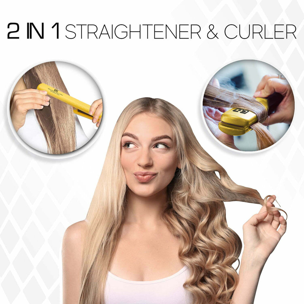 Ceramic flat iron|Hair Straightener Curler 2 in 1|450° 1.25 Inch - Brilliance New York Online