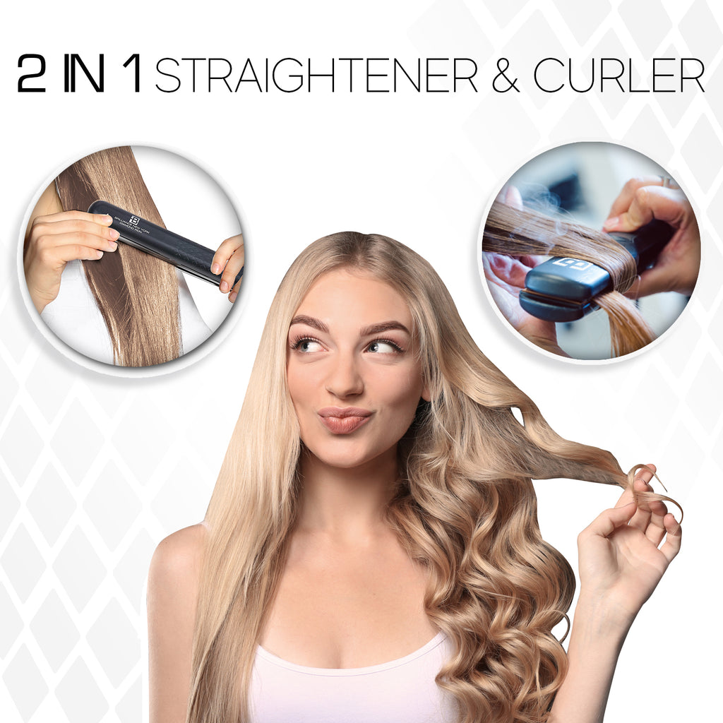 Duo Set | 1.25" Ceramic Flat Iron + Hair detangling Brush Set - Brilliance New York Online