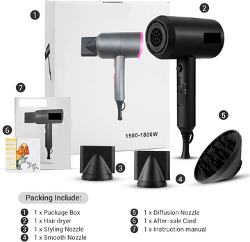 SHRATE Ionic Hair Dryer, Professional Salon Negative Ions Blow