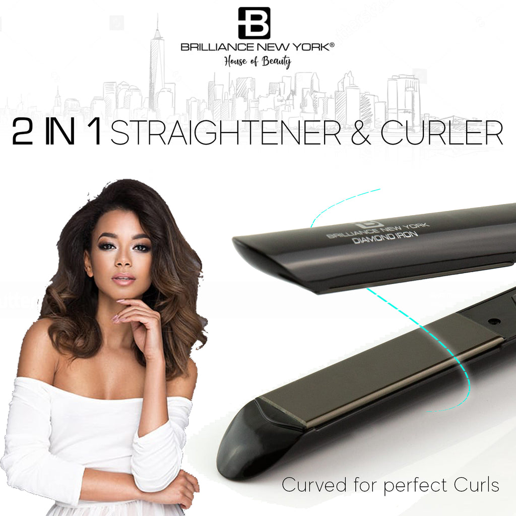 Titanium flat iron 1 Inch 450° Best hair Straightener&Curler 2in1 - Brilliance New York Online