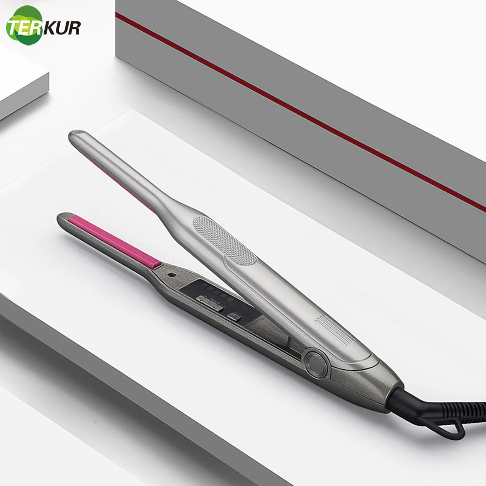 Professional Curling 2 in 1 Flat Iron for Short Hair Wand Kimchi Roll Anti-Scalding LED Ceramic Beard Straightener Styling Tools