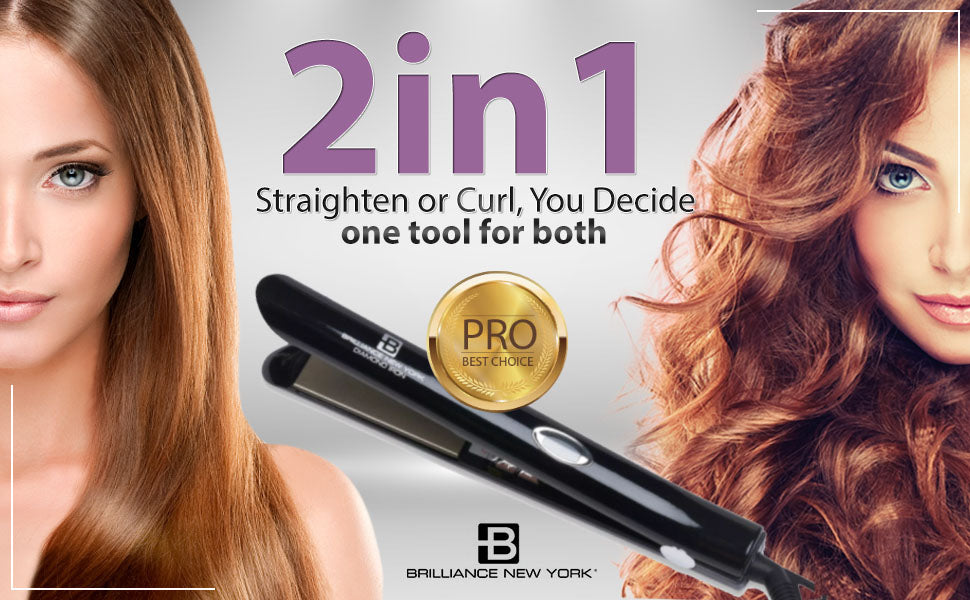 Pro Bundle- 1" Titanium flat iron + 3 Salon Round Brush Set - Brilliance New York Online