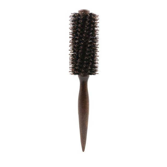 3 Sizes anti Static Wood Boar Bristle Hair round Brush Hairdresser Styling Tools Teasing Brush for Hair Curly Comb Hair Brush