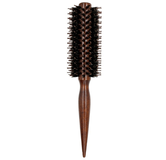 3 Sizes anti Static Wood Boar Bristle Hair round Brush Hairdresser Styling Tools Teasing Brush for Hair Curly Comb Hair Brush