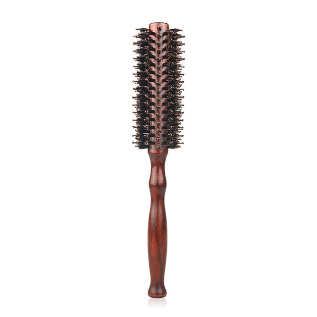 3 Sizes anti Static Wood Boar Bristle Hair round Brush Hairdresser Styling Tools Teasing Brush for Hair Curly Comb Hair Brush