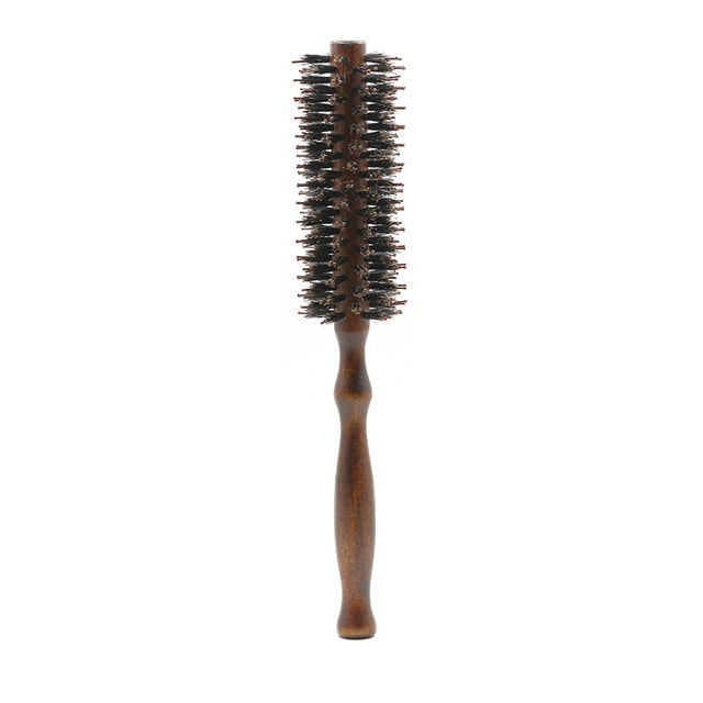 3 Sizes anti Static Wood Boar Bristle Hair round Brush Hairdresser Styling Tools Teasing Brush for Hair Curly Comb Hair Brush