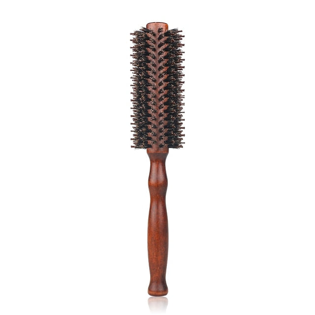 3 Sizes anti Static Wood Boar Bristle Hair round Brush Hairdresser Styling Tools Teasing Brush for Hair Curly Comb Hair Brush