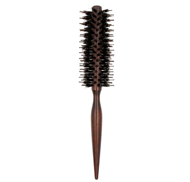 3 Sizes anti Static Wood Boar Bristle Hair round Brush Hairdresser Styling Tools Teasing Brush for Hair Curly Comb Hair Brush