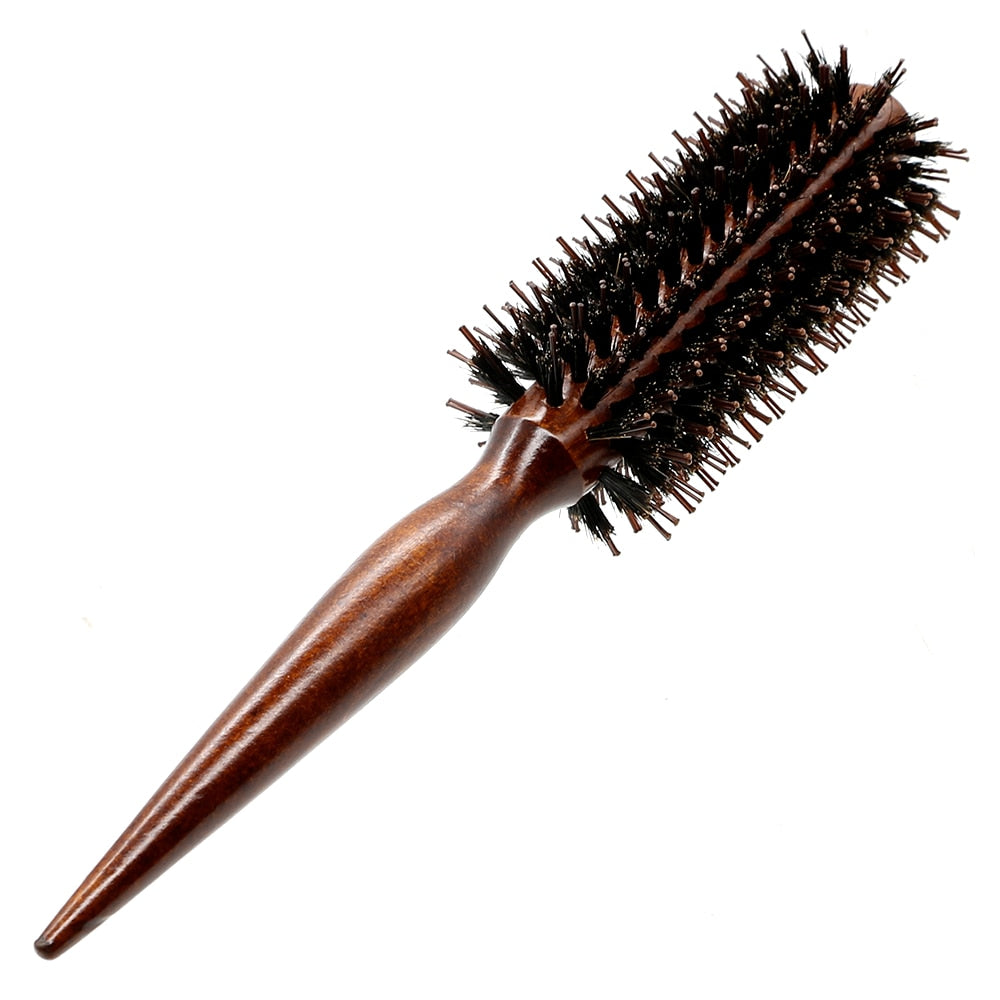 3 Sizes anti Static Wood Boar Bristle Hair round Brush Hairdresser Styling Tools Teasing Brush for Hair Curly Comb Hair Brush