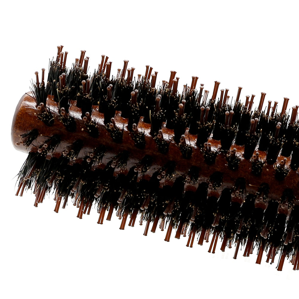 3 Sizes anti Static Wood Boar Bristle Hair round Brush Hairdresser Styling Tools Teasing Brush for Hair Curly Comb Hair Brush