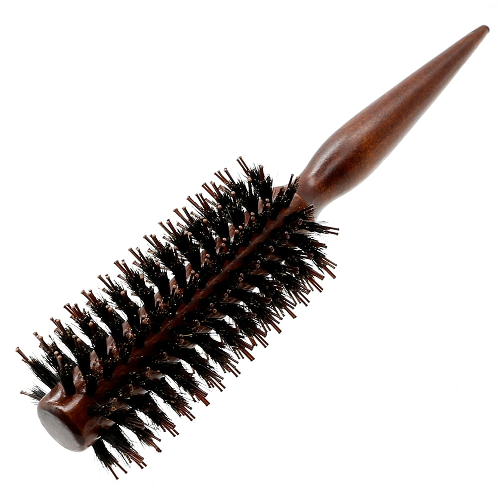 3 Sizes anti Static Wood Boar Bristle Hair round Brush Hairdresser Styling Tools Teasing Brush for Hair Curly Comb Hair Brush