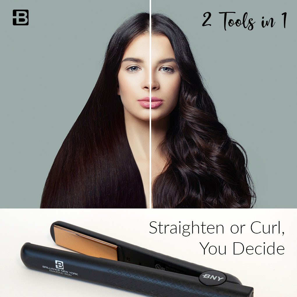 Bundle- 1.25" ceramic flat iron + 3 Salon Ceramic Ionic Blow Dryer Round Brush Set - Brilliance New York Online