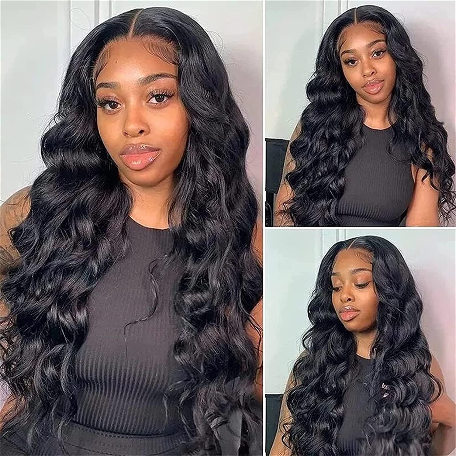 26 Inch Body Wave Lace Front Wigs Human Hair Pre Plucked 180 Density 13X4 HD Lace Front Wigs for Women Glueless Wigs Black Unprocessed Brazilian Virgin Human Hair with Baby Hair Bleached Knots
