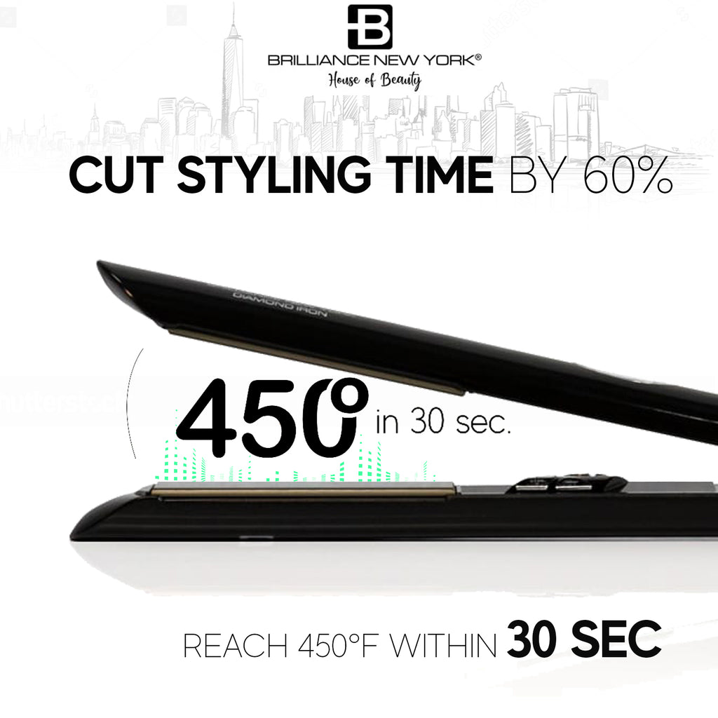 Titanium flat iron 1 Inch 450° Best hair Straightener&Curler 2in1 - Brilliance New York Online