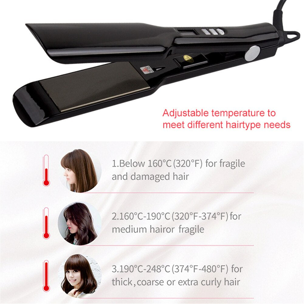 Hair Straightener Curler Nano-Titanium Plate Straightening Iron Keratin Flat Irons 470℉ MCH Fast Heating High Temperature Styler