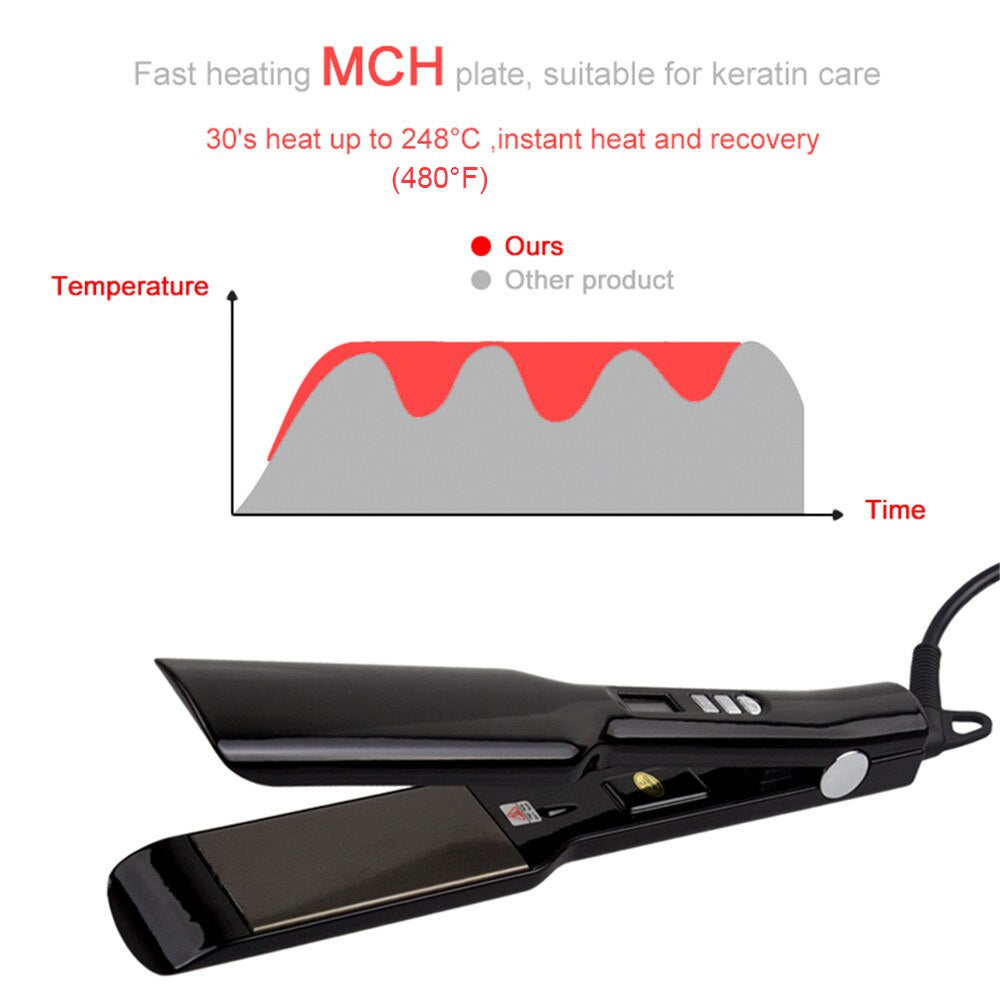 Hair Straightener Curler Nano-Titanium Plate Straightening Iron Keratin Flat Irons 470℉ MCH Fast Heating High Temperature Styler