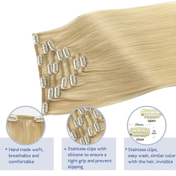 18 Inch Clip In Human Hair Extensions 8 Piece Set 70g Straight Amazon.com : Hairro 18 Inch Clip in Hair Extensions Real  main image 4