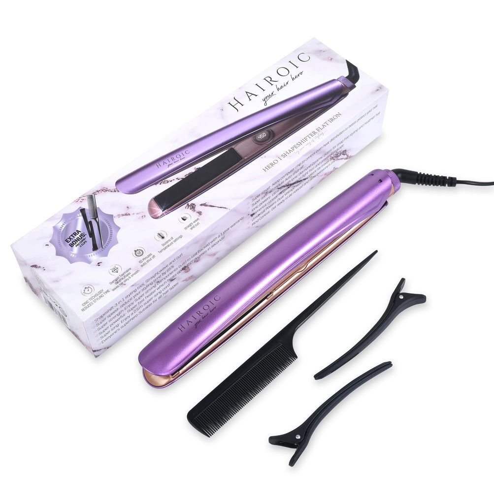 HAIROIC 3-in-1 Hair Straightener 1-inch Diamond Ceramic Plates (White Marble) - Brilliance New York Online