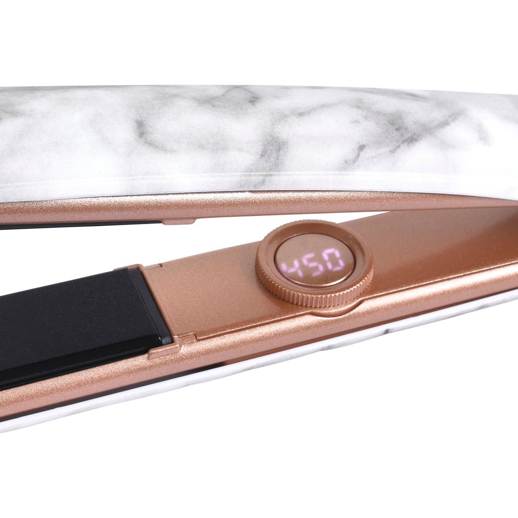 HAIROIC 3-in-1 Hair Straightener 1-inch Diamond Ceramic Plates (White Marble) - Brilliance New York Online