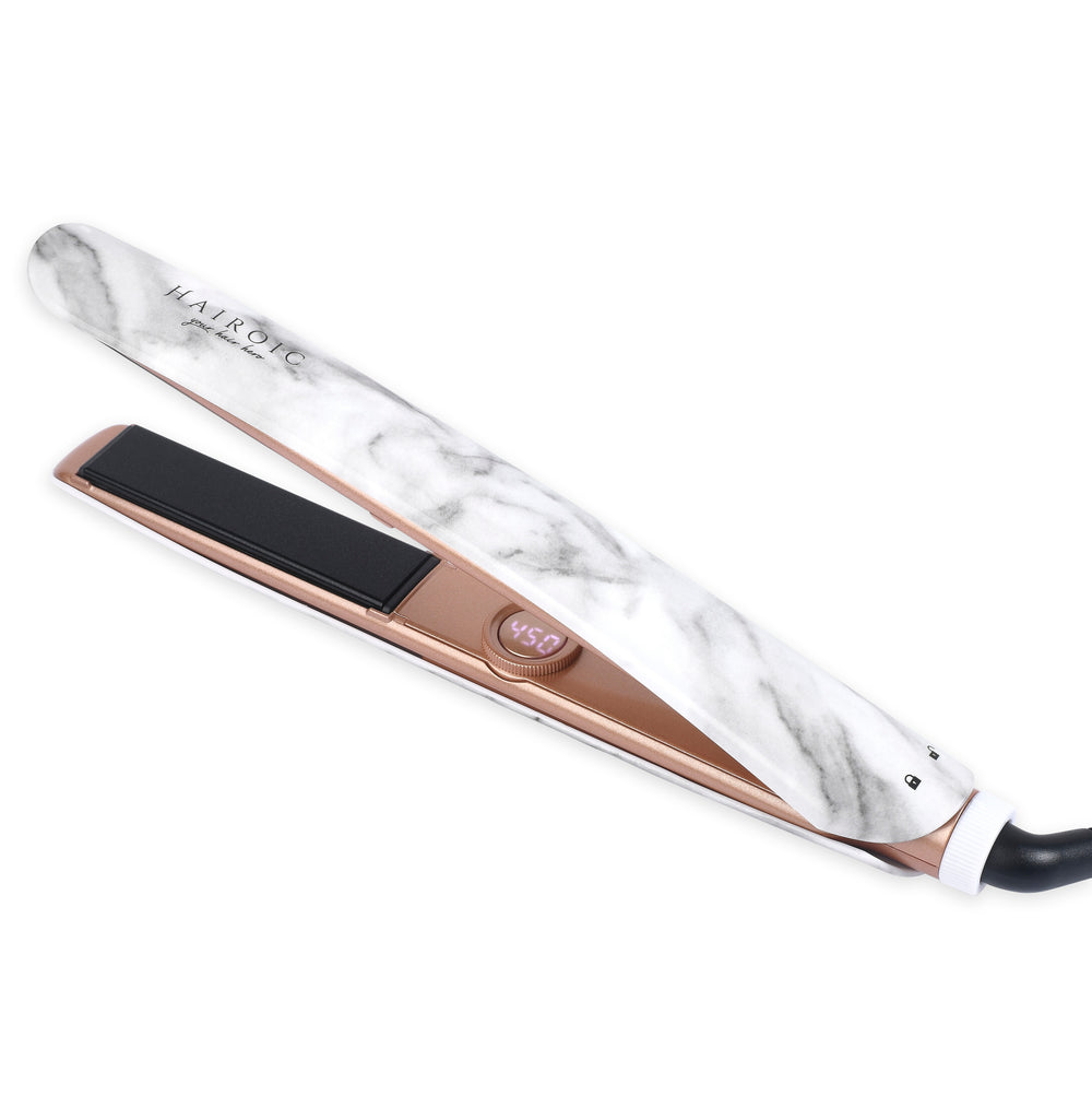 HAIROIC 3-in-1 Hair Straightener 1-inch Diamond Ceramic Plates (White Marble) - Brilliance New York Online