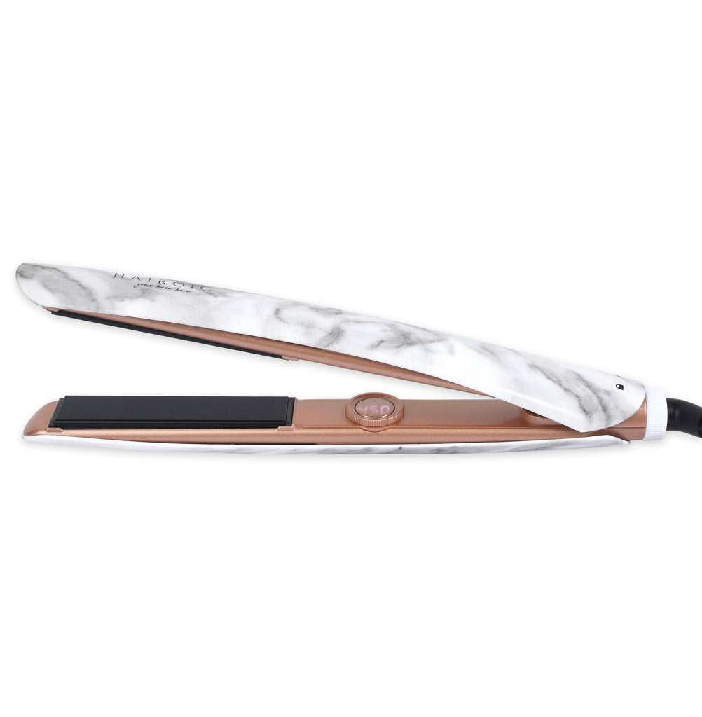 HAIROIC 3-in-1 Hair Straightener 1-inch Diamond Ceramic Plates (White Marble) - Brilliance New York Online