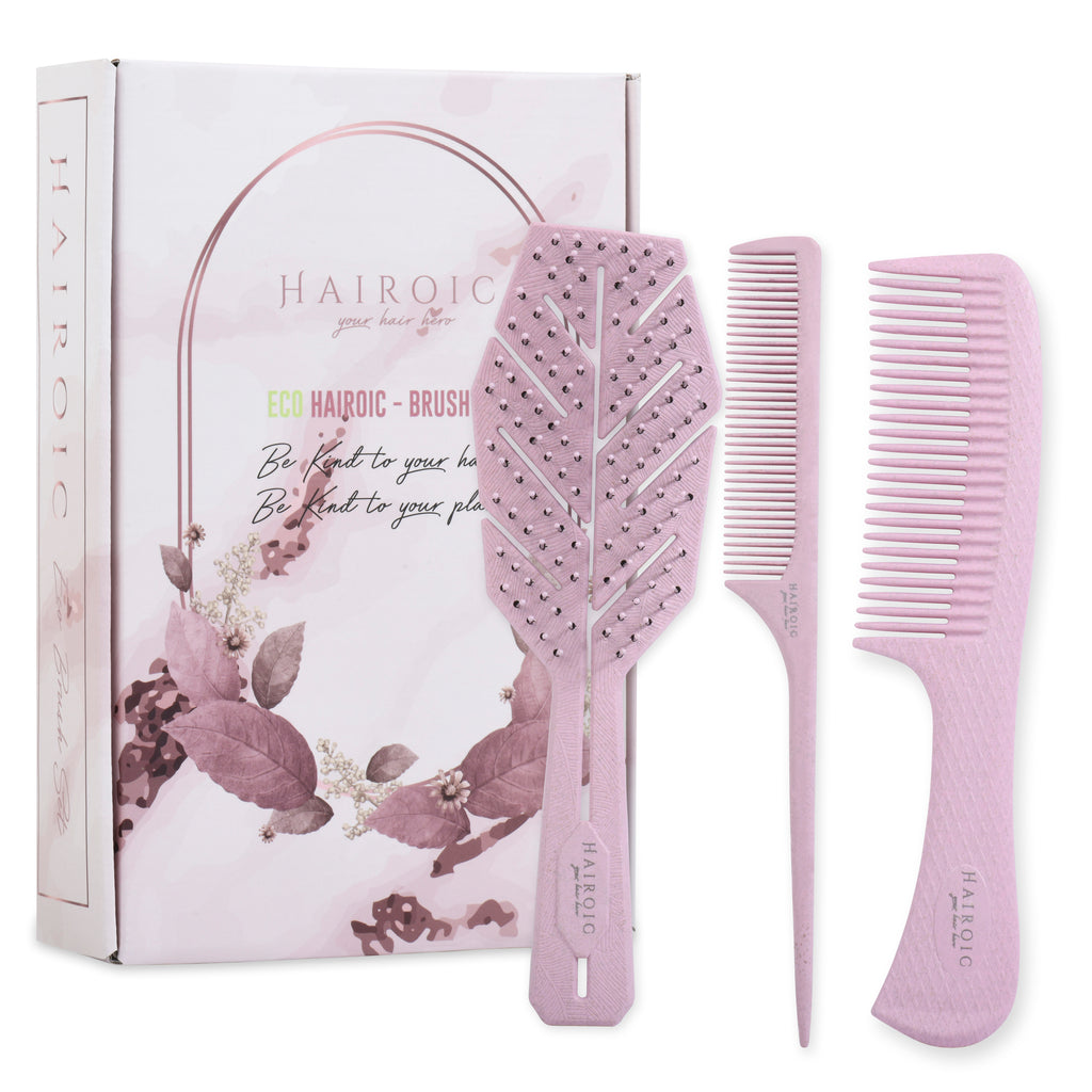 HAIROIC Hair Detangler brush Set,Organic, Detangling brush, comb and wet hair brush - Brilliance New York Online