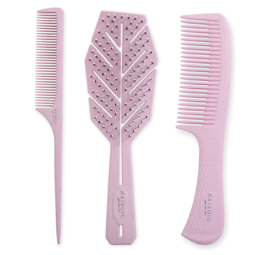 HAIROIC Hair Detangler brush Set,Organic, Detangling brush, comb and wet hair brush - Brilliance New York Online