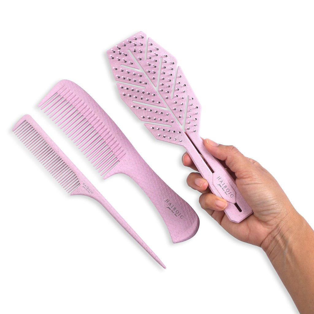 HAIROIC Hair Detangler brush Set,Organic, Detangling brush, comb and wet hair brush - Brilliance New York Online