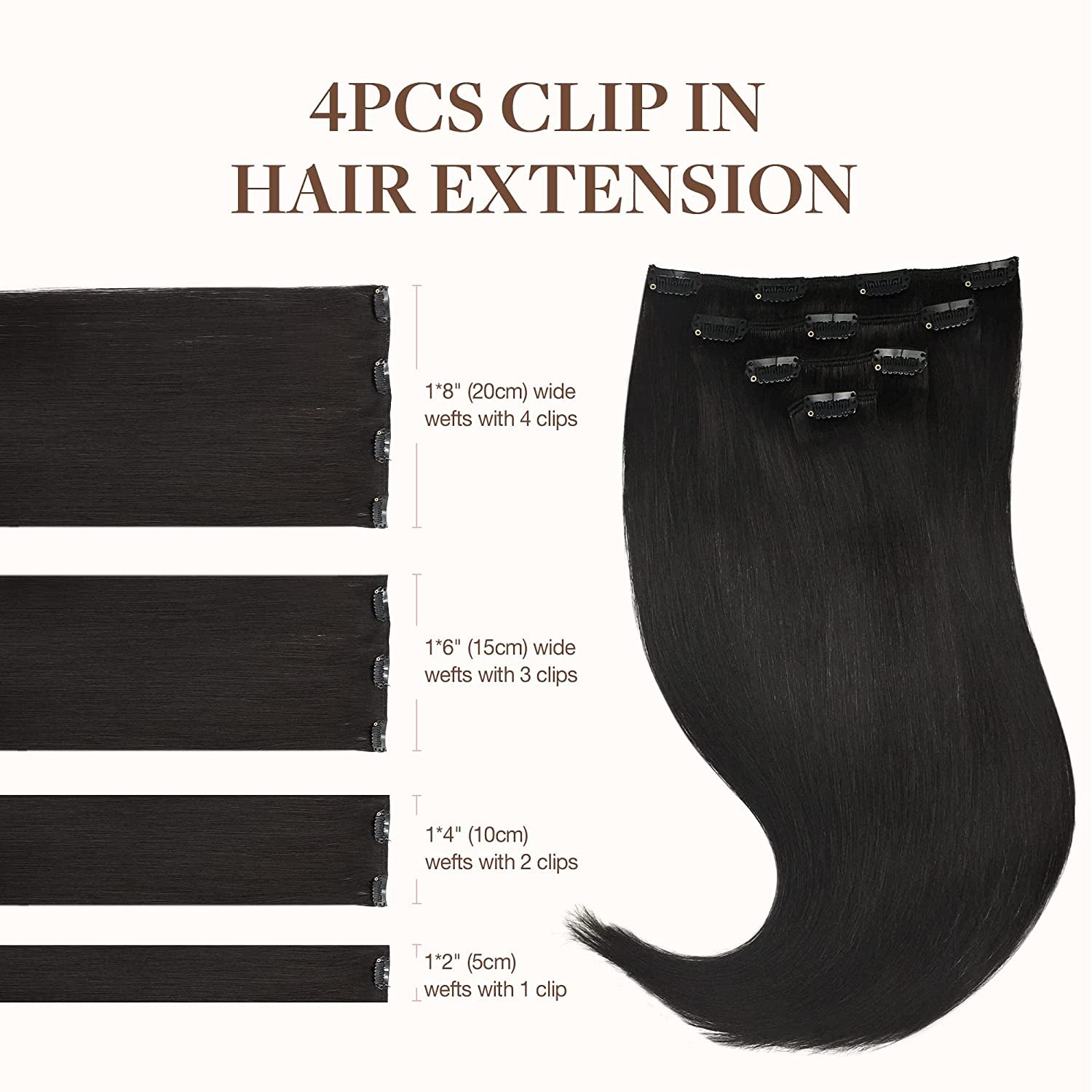 Clip In Human Hair Extensions 15 Inch Thick Long Straight Lightweight Amazon.com : WindTouch Clip in Hair Extensions Real Human  main image 2