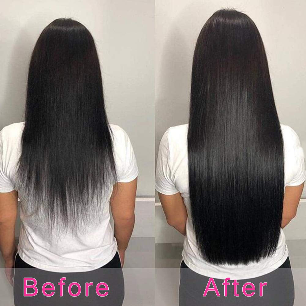 Straight Human Hair Clip in Hair Extensions for Black Women 100% Unprocessed Full Head Brazilian Virgin Hair Natural Black Color ,8/Pcs with 18Clips,120 Gram (22Inch, Straight Hair)