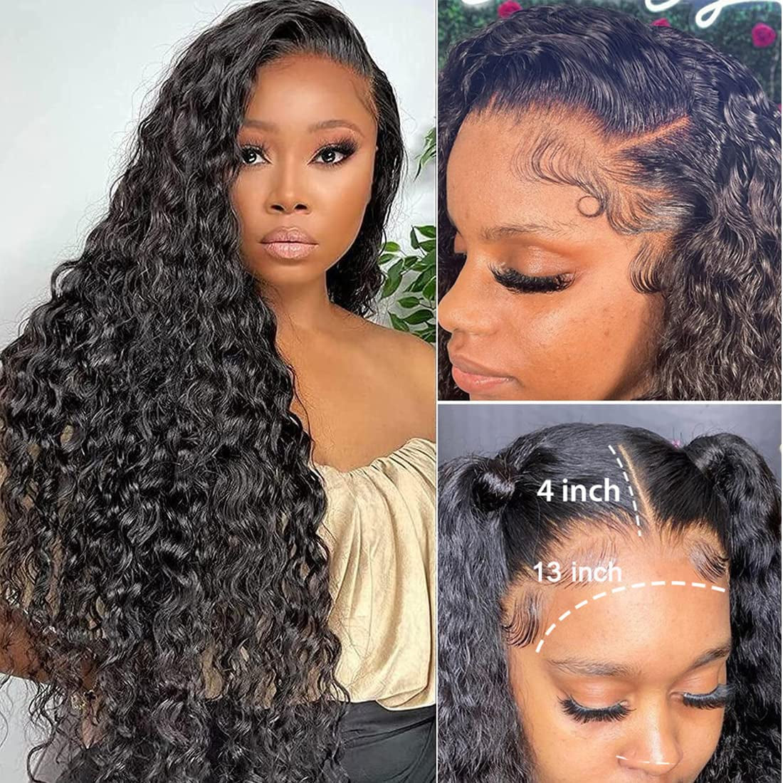 Lace Front Wigs Human Hair Water Wave Wigs for Black Women Human Hair 13X4 Lace Front