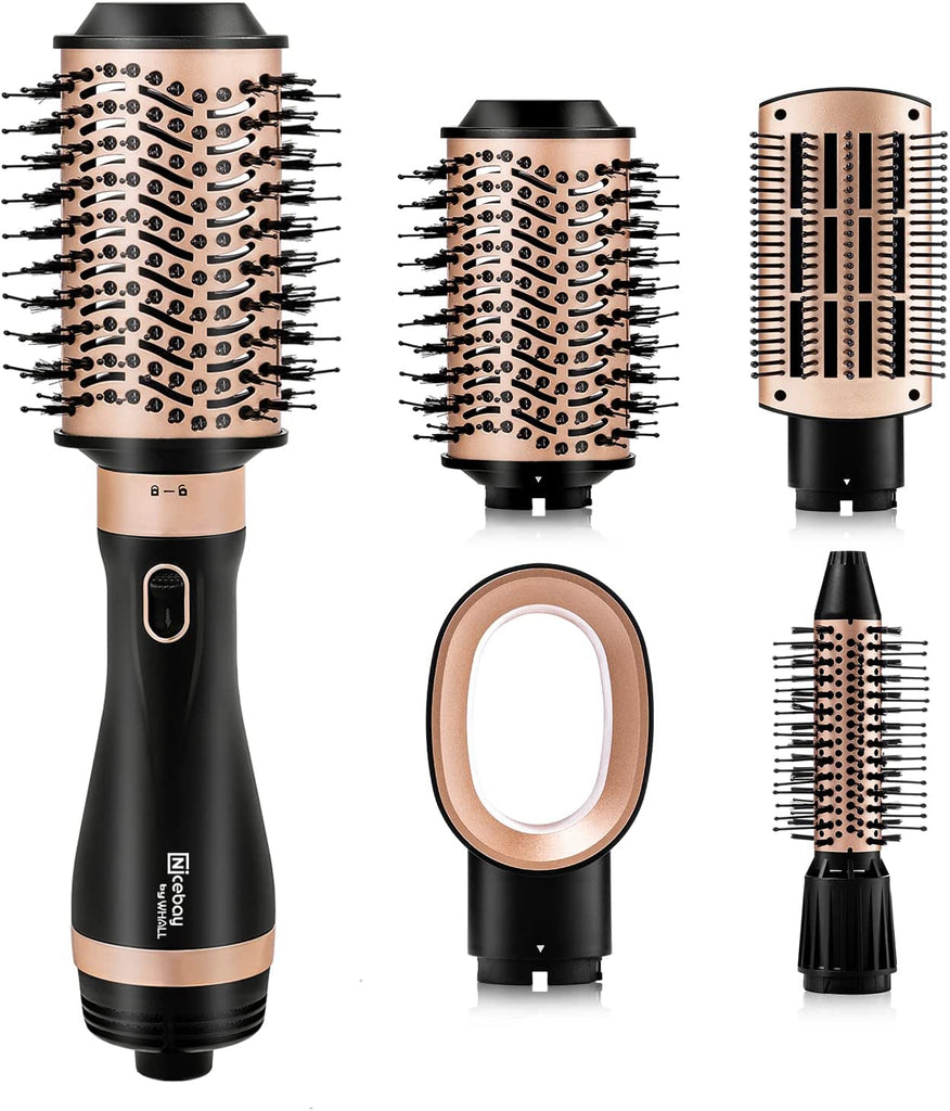 Hair Dryer 5-In-1 Electric Hair Comb Negative Ion Straight Curler Brush  Blow Dryer Air Comb Removable Brush Kit Tool
