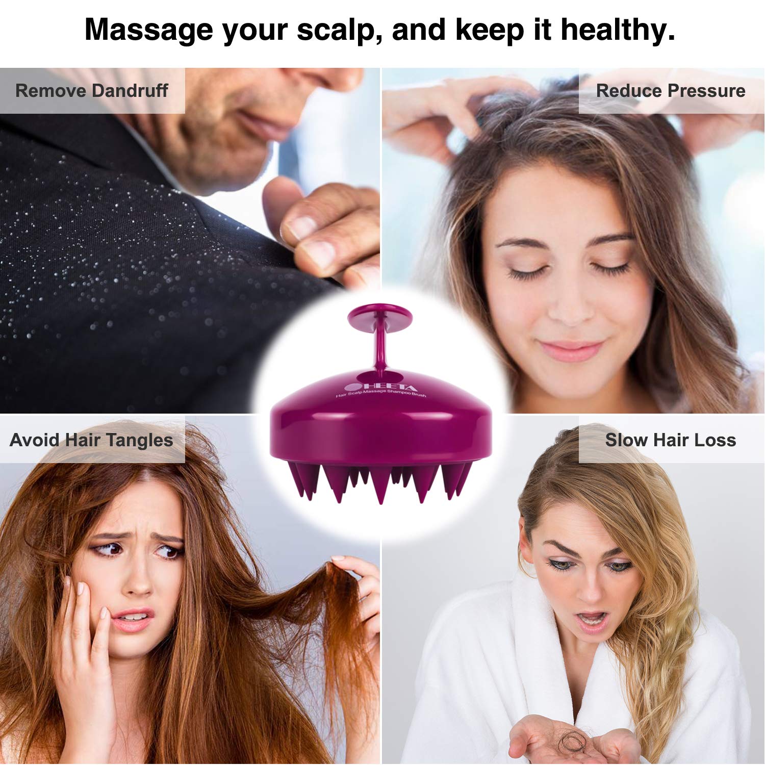 2-Pack Hair Scalp Massager Shampoo Brush -  (Black & Purple) - Brilliance New York Online