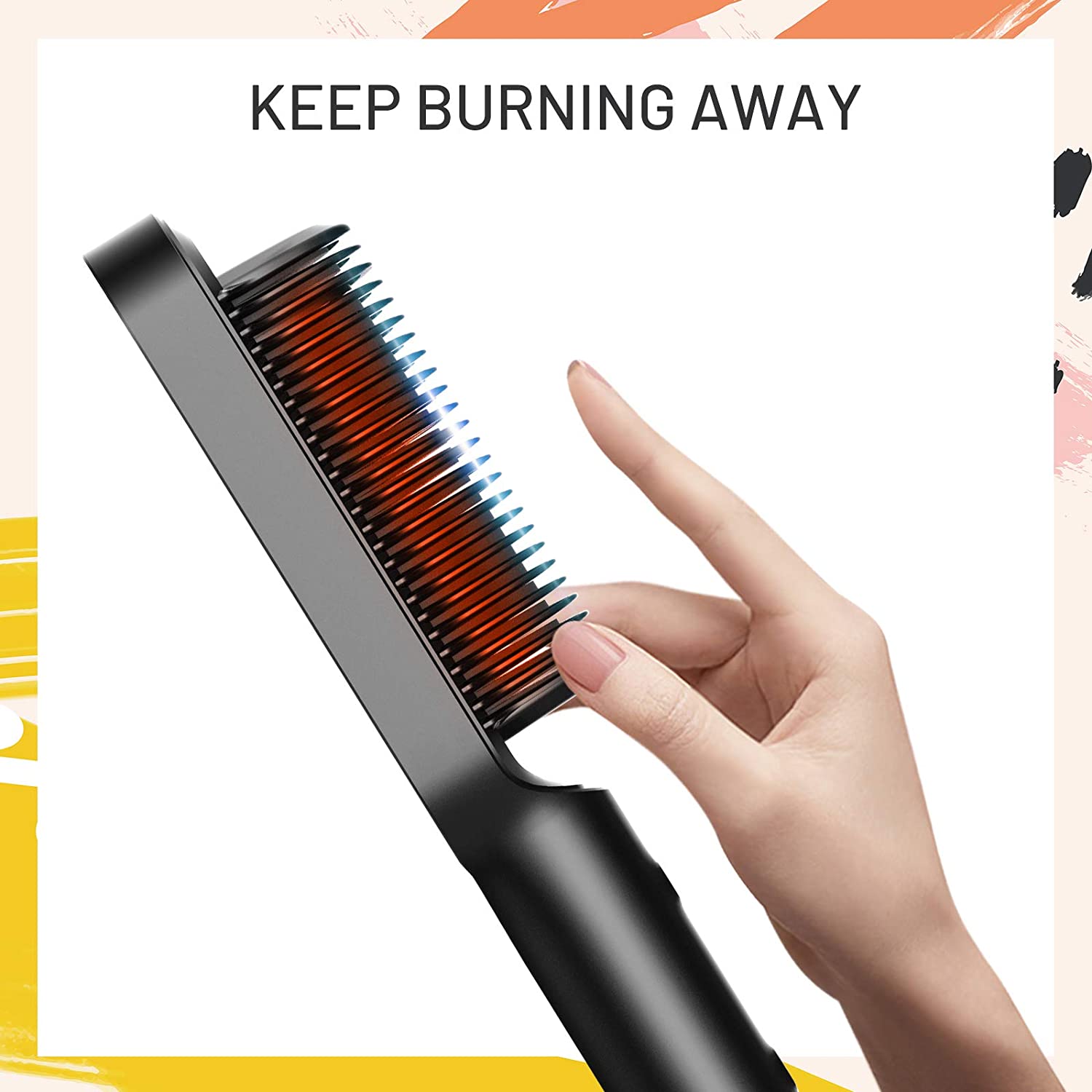 Hair Straightener Brush -2 in 1, the easiest way to style your hair ,Red - Brilliance New York Online