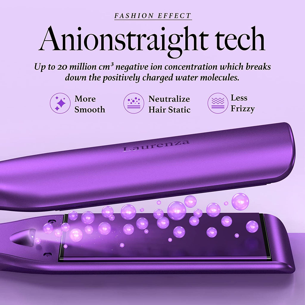 Supermax Wide Ceramic Flat Iron For Curly Thick or Long Hair (Purple)