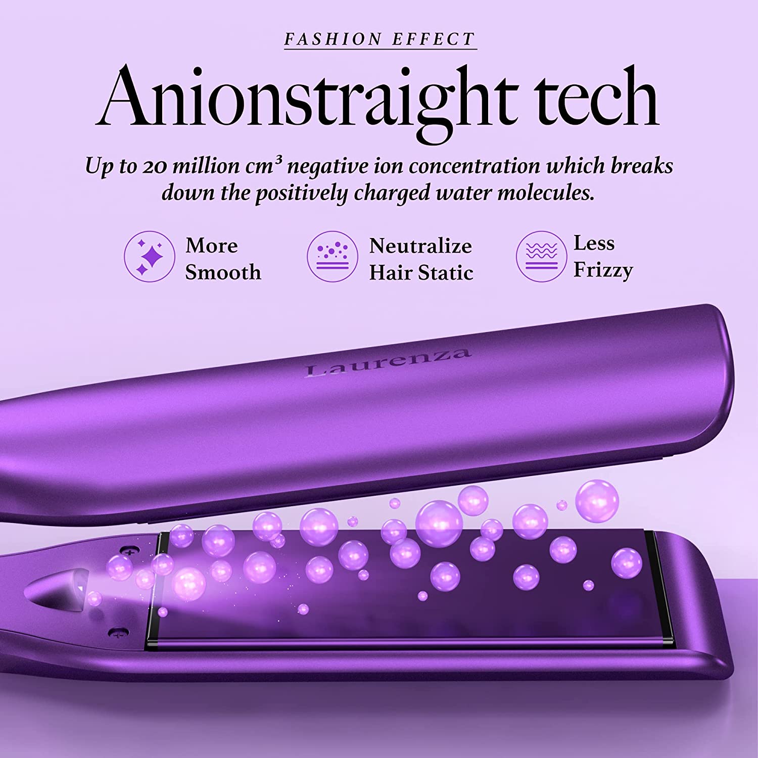 Supermax Wide Ceramic Flat Iron For Curly Thick or Long Hair (Purple)