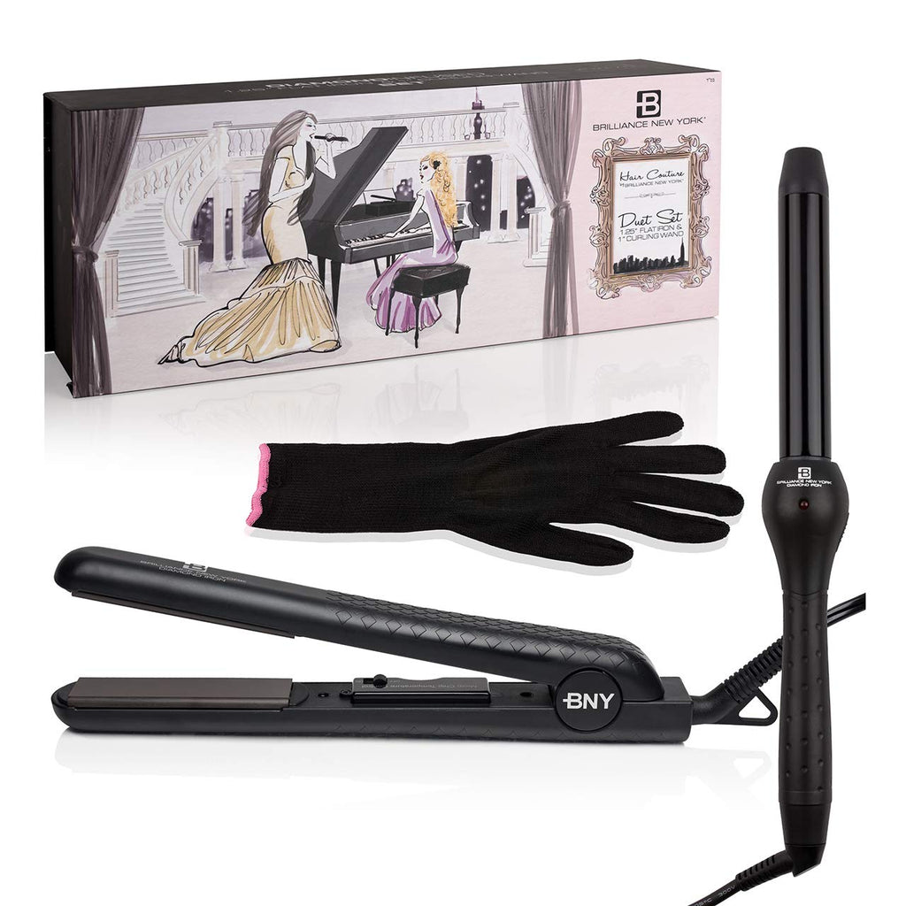 Duo Set | 1.25" Ceramic Flat Iron and 1" Curling Iron - Brilliance New York Online