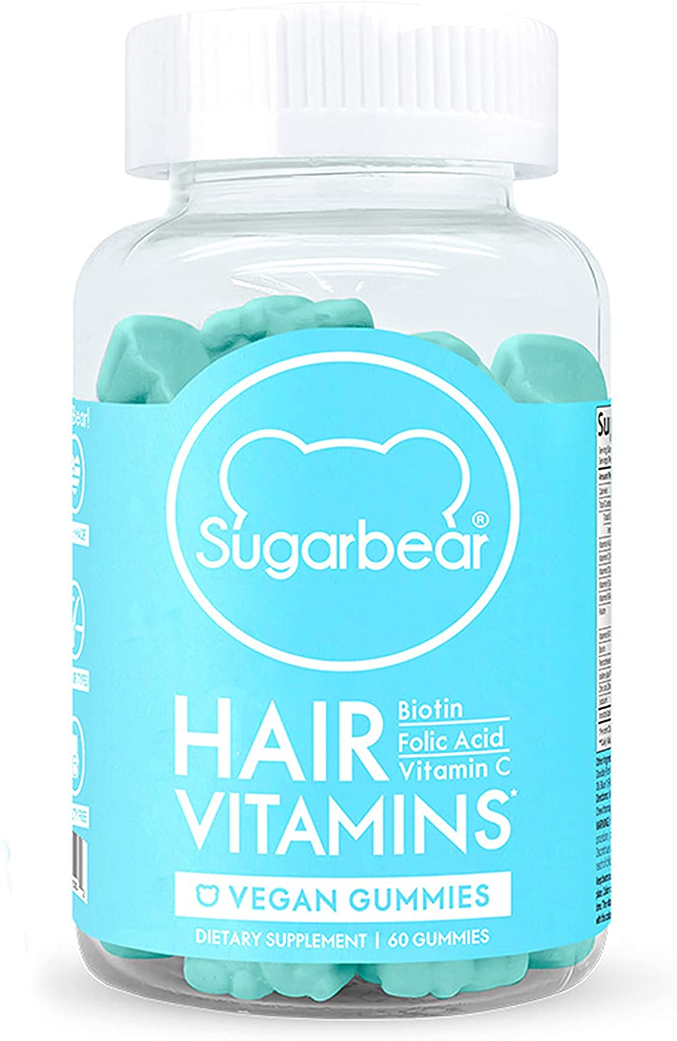 SugarBearHair Vitamins, Vegan Gummy Hair Vitamins with Biotin, Vitamin D, Vitamin B-12, Folic Acid, Vitamin A (1 Month Supply) : - Brilliance New York Online