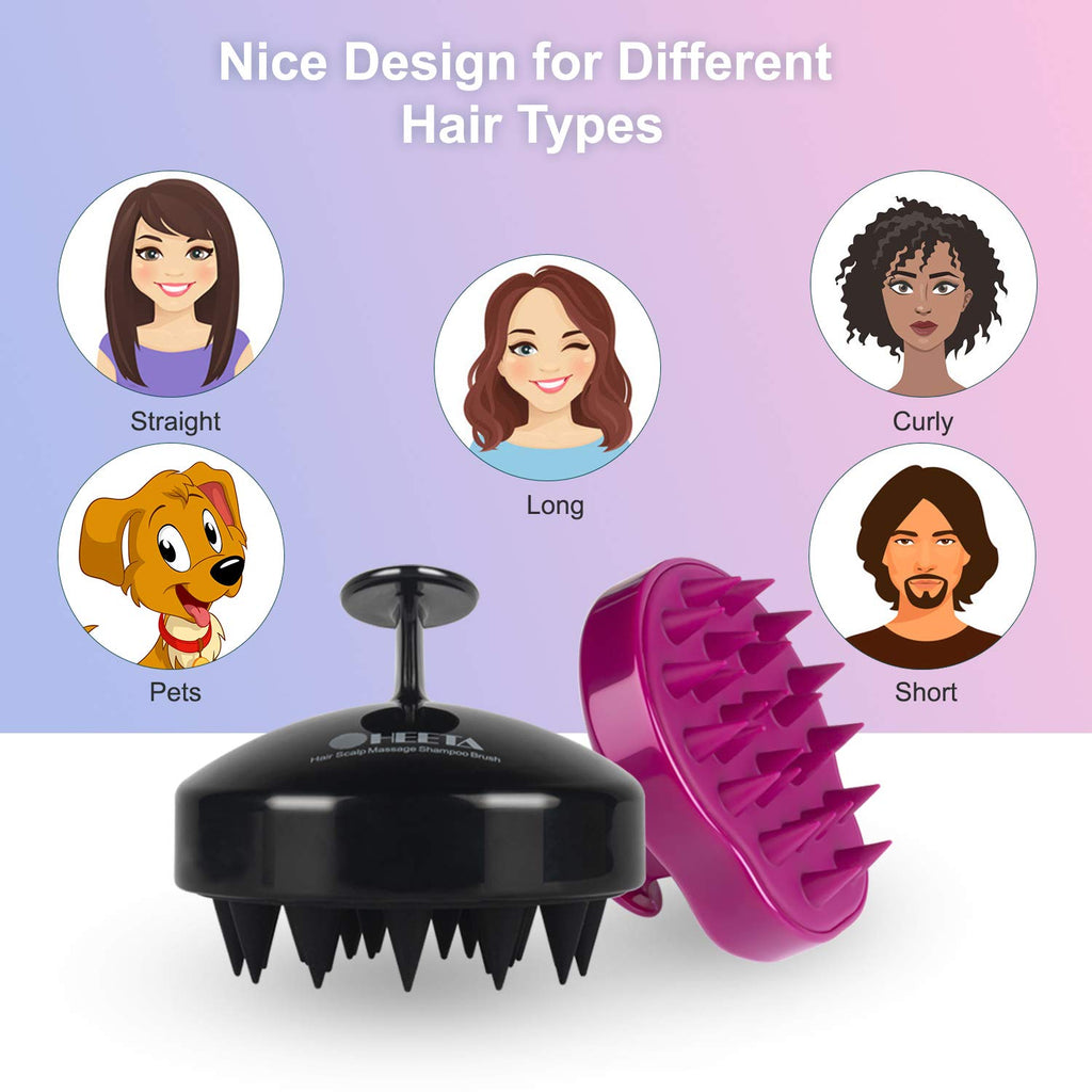 2-Pack Hair Scalp Massager Shampoo Brush -  (Black & Purple) - Brilliance New York Online