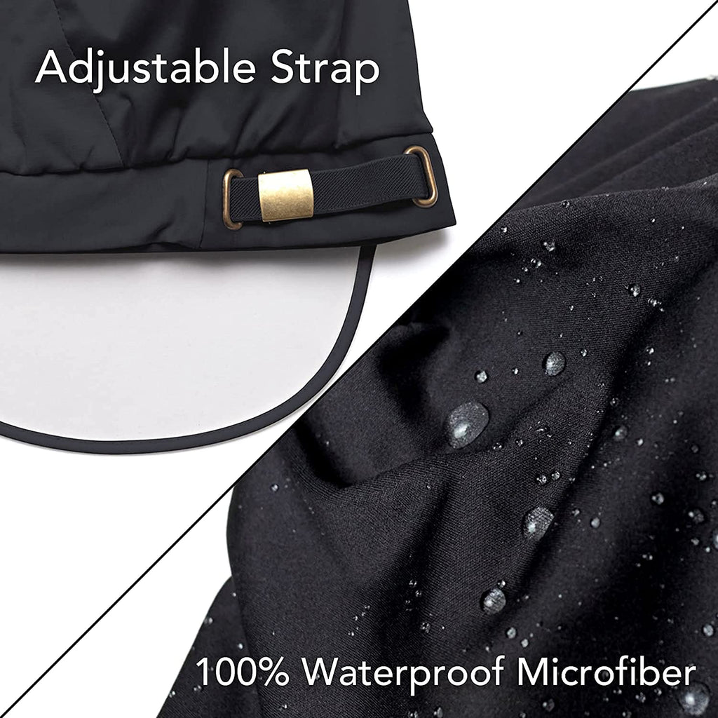 Women's Waterproof Rain Hat with 100% Hair Coverage, Satin Lining, UV Protective Visor, and Collapsible Hidden Pocket for Travel - Brilliance New York Online