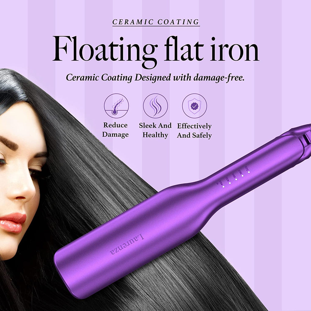 Supermax Wide Ceramic Flat Iron For Curly Thick or Long Hair (Purple)