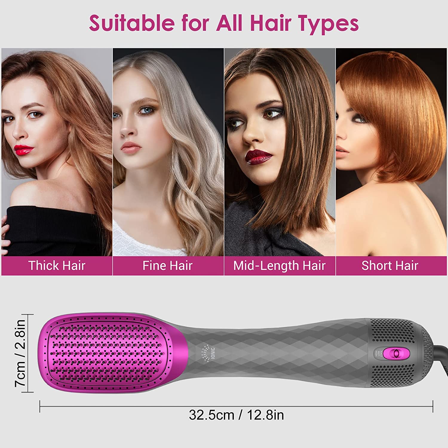 Hair Dryer Brush & Straightener Brush| Powerful Ceramic Hair Straightener Brush