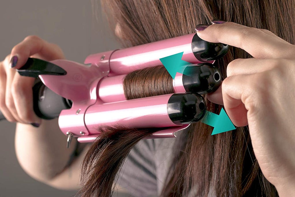 Three Barrel Curling Iron Wand Crimper ,(Pink) - Brilliance New York Online